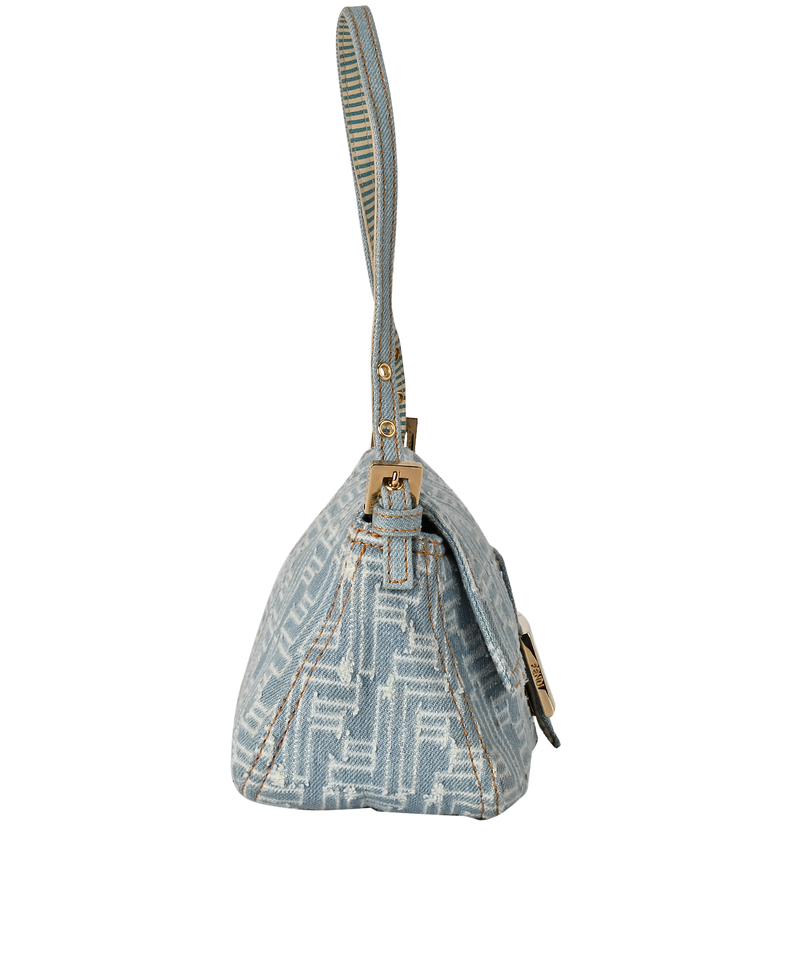 Mini Mamma Baguette, &pound;950, Handbags, Blue, Denim, Side view